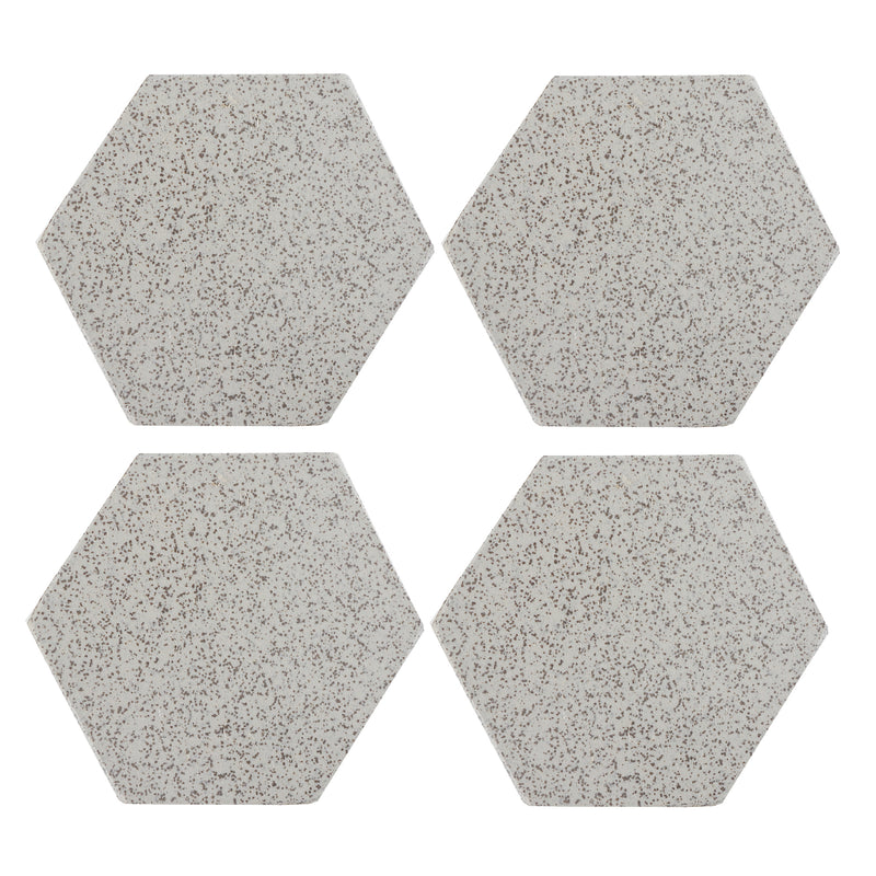 4PC Terrazzo Stone Hexagon Coaster 4X4