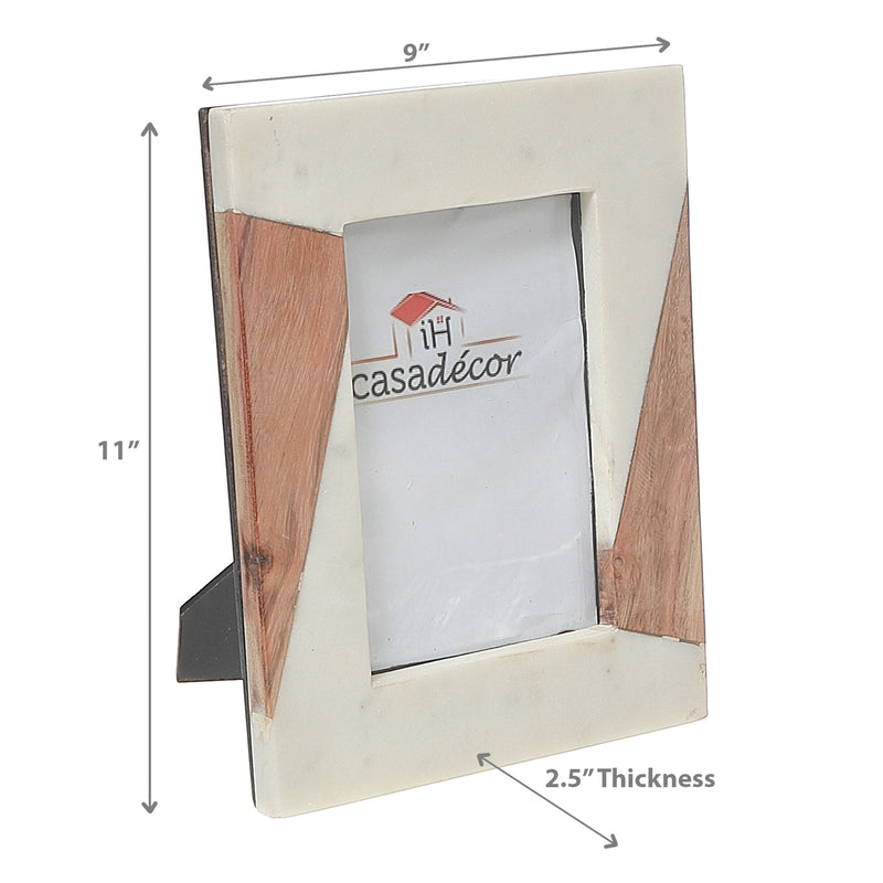 White Marble & Wooden Picture Frame 6X4