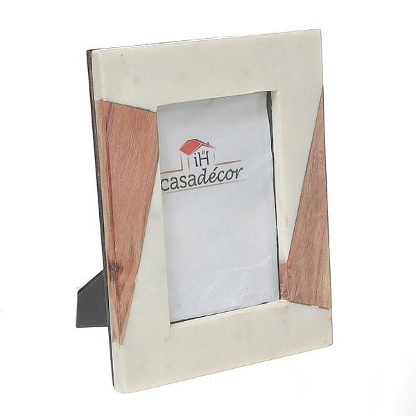 White Marble & Wooden Picture Frame 6X4