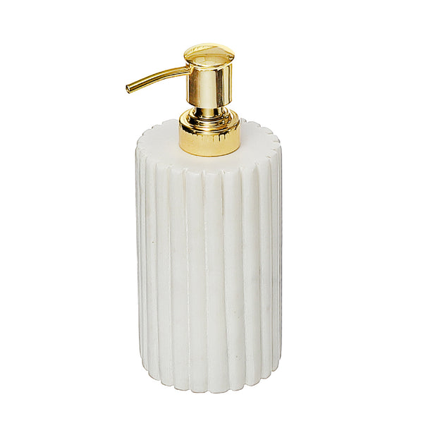 White Marble Dispenser With Gold Metal Pump
