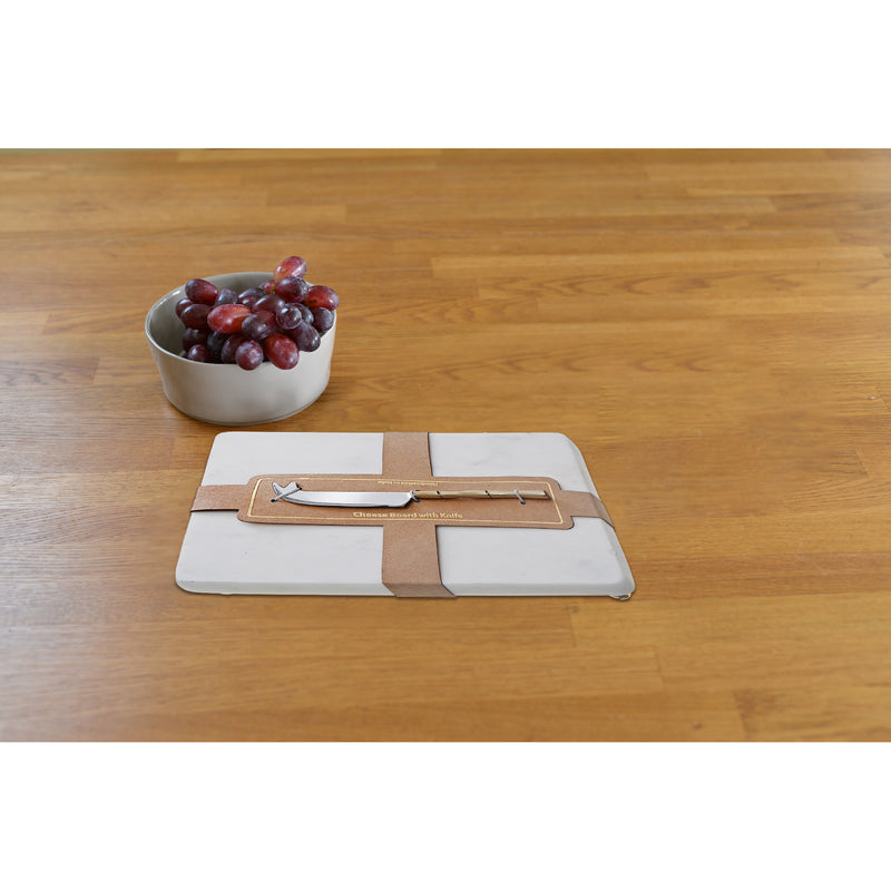 White Marble Rectangle Cheese Board & Spreader