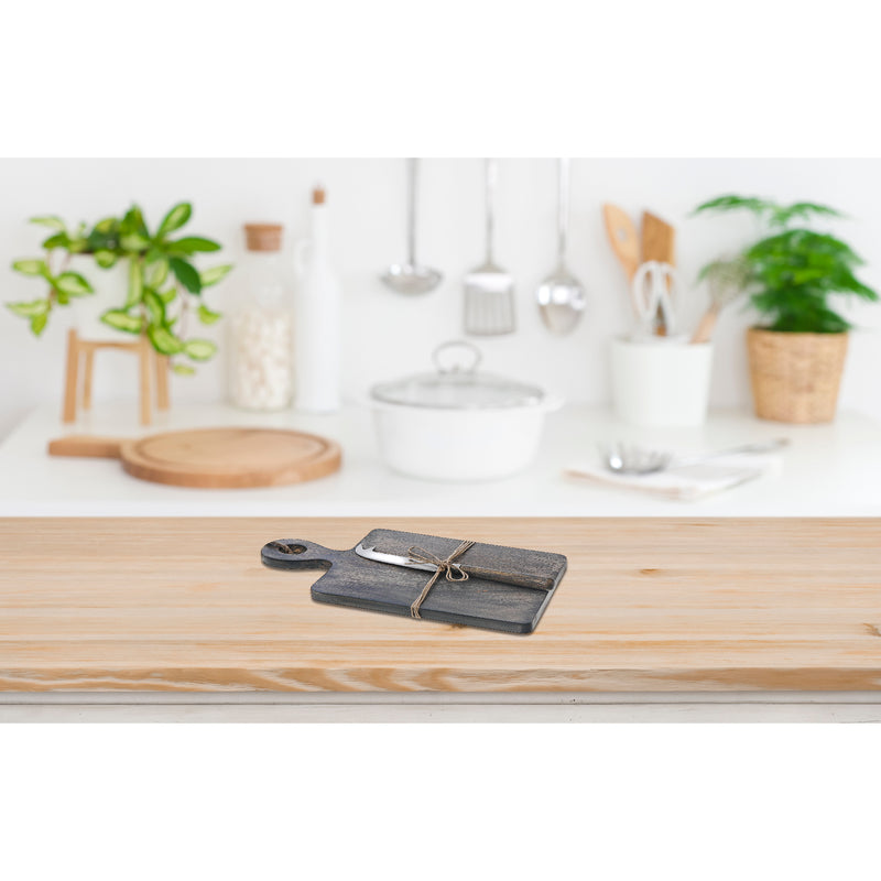 Grey Wash Wood Board With Handle & Spreader
