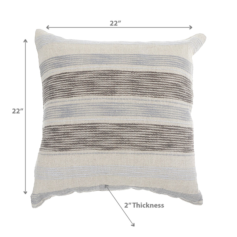 Chuncky Stripe Cotton Linen Cushion 22 X 22 - Set of 2