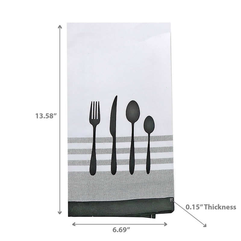 Utensil Front Stitched Tea Towel - Set of 6