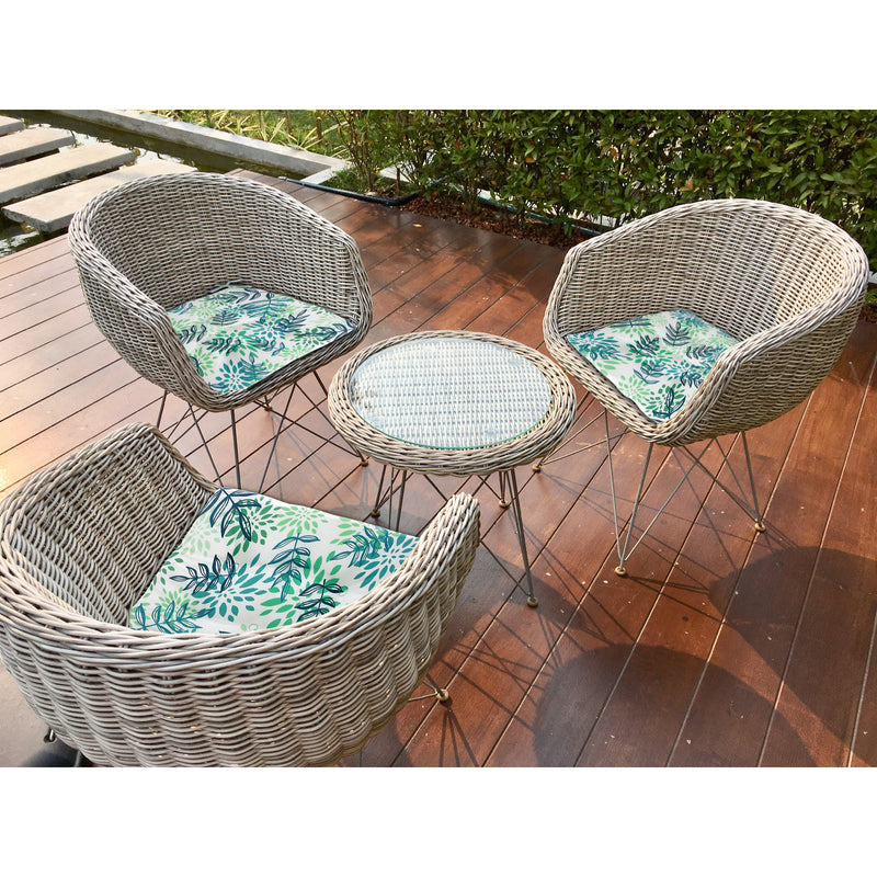 April Outdoor Tufted Chair Pad Leaves 16 x 16 - Set of 2