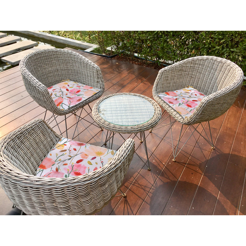 April Outdoor Tufted Chair Pad Poppy 16 x 16 - Set of 2