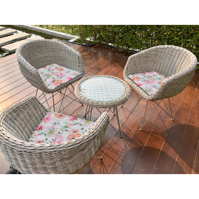 April Outdoor Tufted Chair Pad Ranunculus 16 x 16 - Set of 2