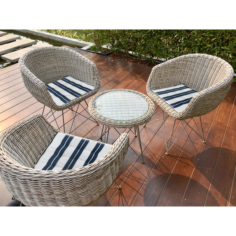 Boston Outdoor Cabana Stripe Tufted Chair Pad - Set of 2