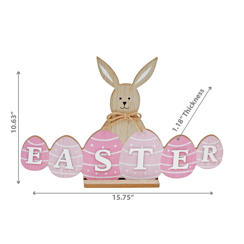 Wooden Bunny With Easter Egg Sign