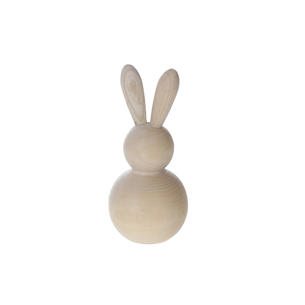 Natural Wooden Round Bunny Decor
