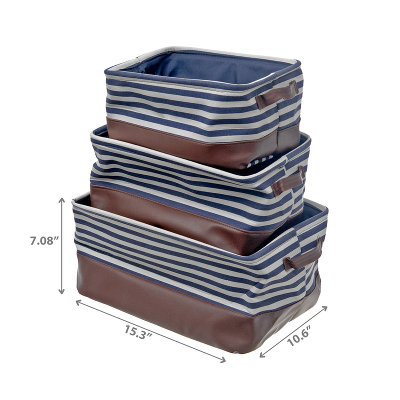 Storage Caddy Cloth & Pleather Strips Set of 3