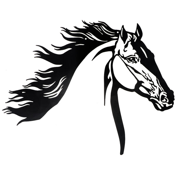 Metal Black Wall Decor Running Horse Head