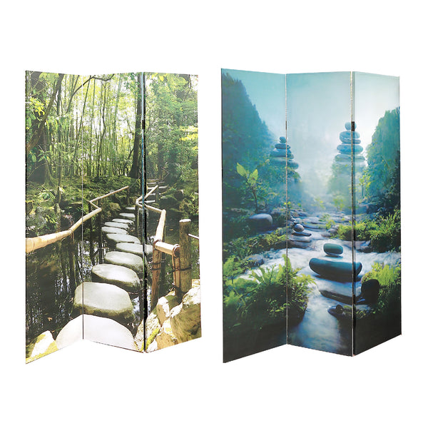 Double Sided Canvas Screen Zen Garden