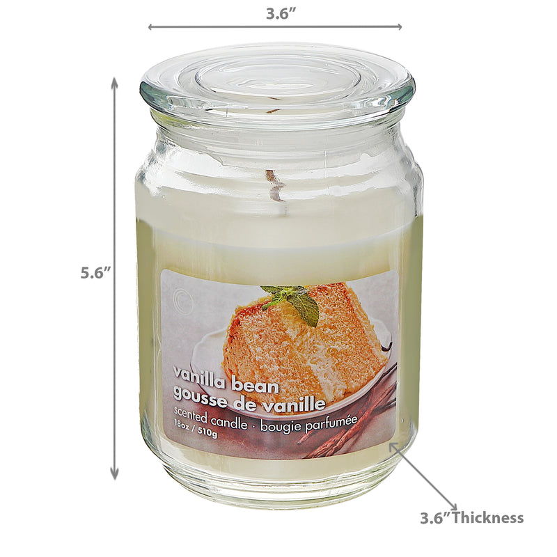 18 Oz Scented Jar With Glass Lid Vanilla Bean - Set of 2