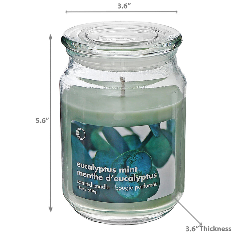18 Oz Scented Jar With Glass Lid Eucalyptus Mint - Set of 2