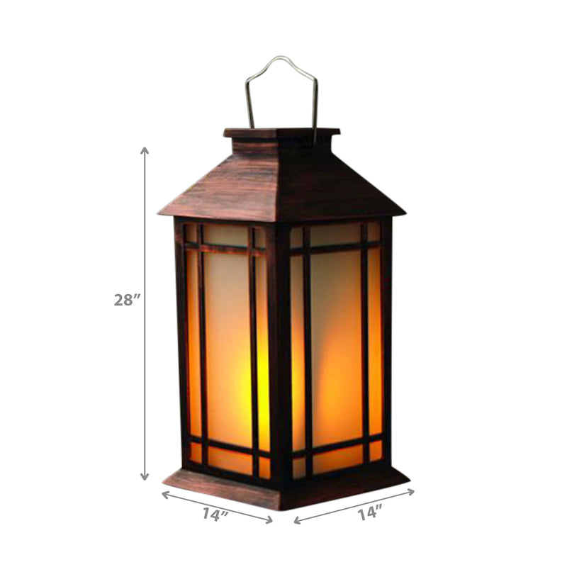 LED Solar Frosted Glass Pane Lantern Red