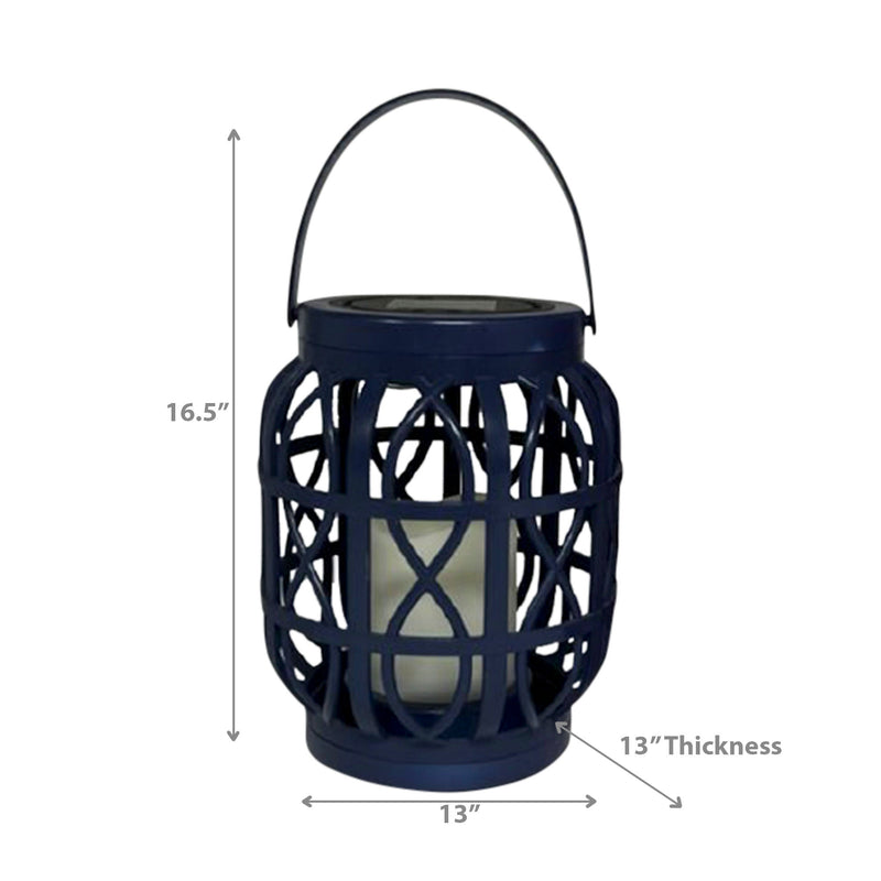 Led Solar Basket Weave Lantern with Faux Candle Black