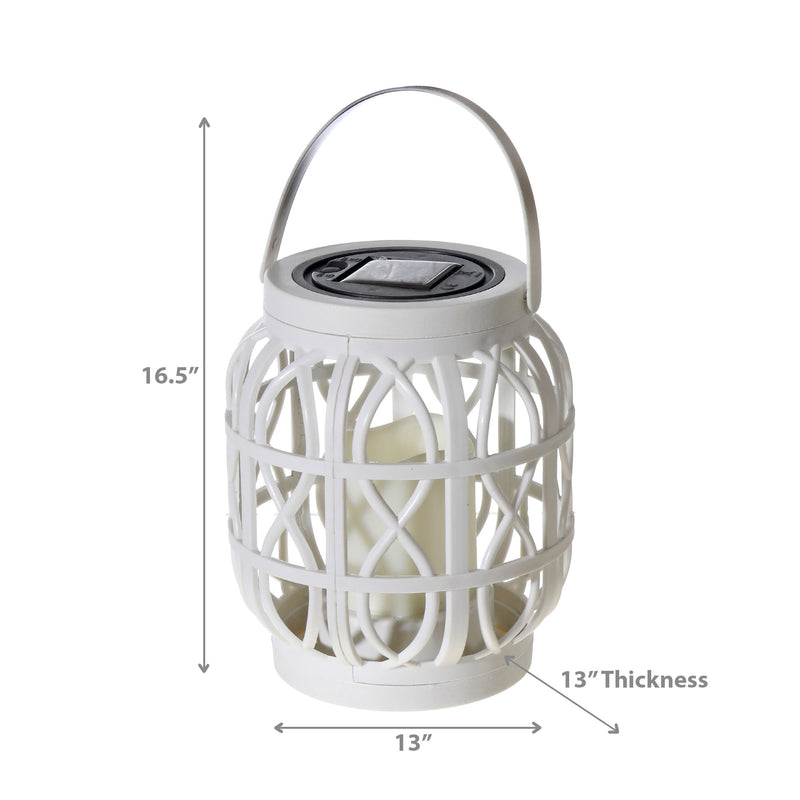 Led Solar Basket Weave Lantern with Faux Candle Black