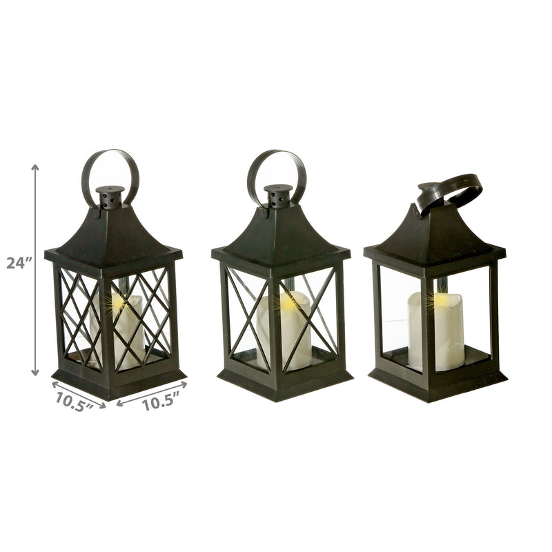 LED Coach House Outdoor Lantern with Candle - Set of 3