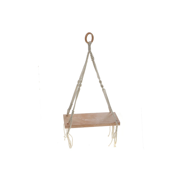 Cotton Rope Wall Hanger With Wooden Shelf