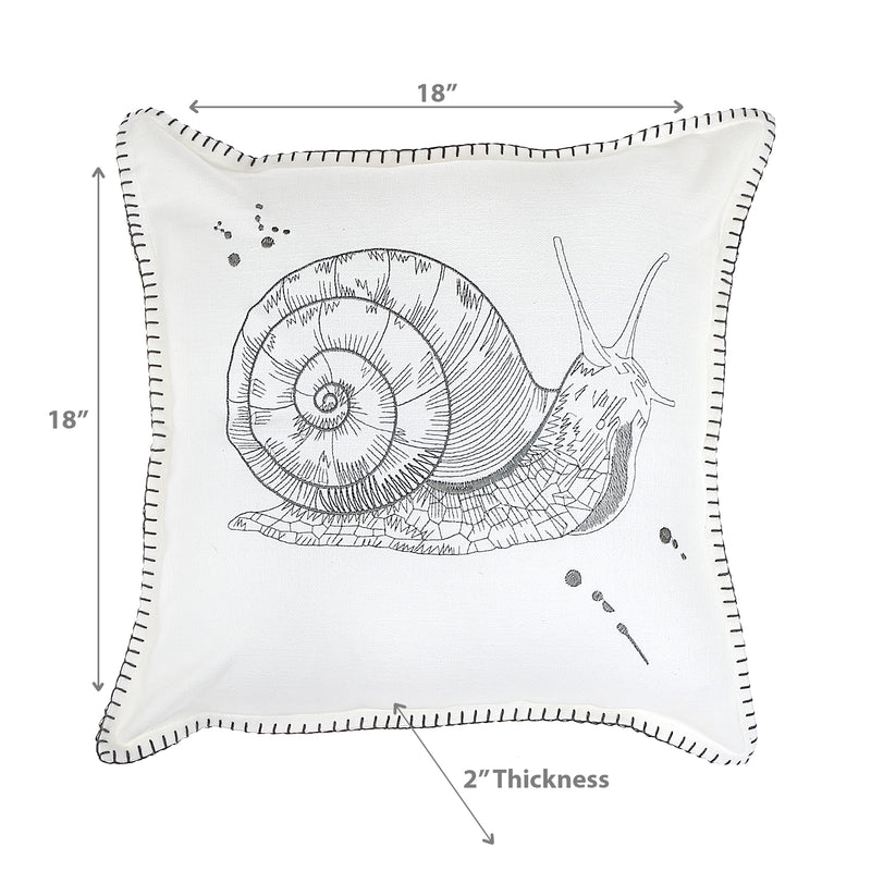 Blanket Stitch Embroidered Cushion Snail 18 X 18 - Set of 2