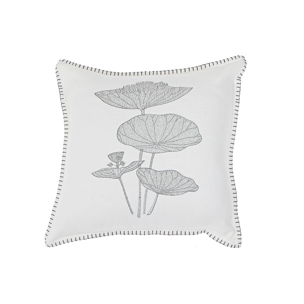 Blanket Stitch Embroidered Cushion Lotus Leaf 18 X 18 - Set of 2