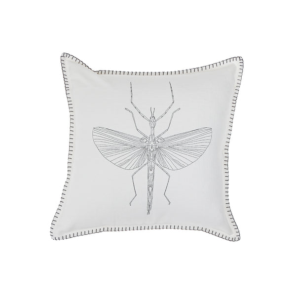 Blanket Stitch Embroidered Cushion Mantis 18 X 18 - Set of 2