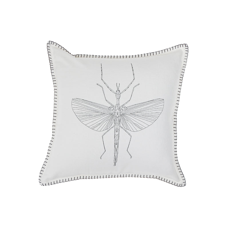 Blanket Stitch Embroidered Cushion Mantis 18 X 18 - Set of 2