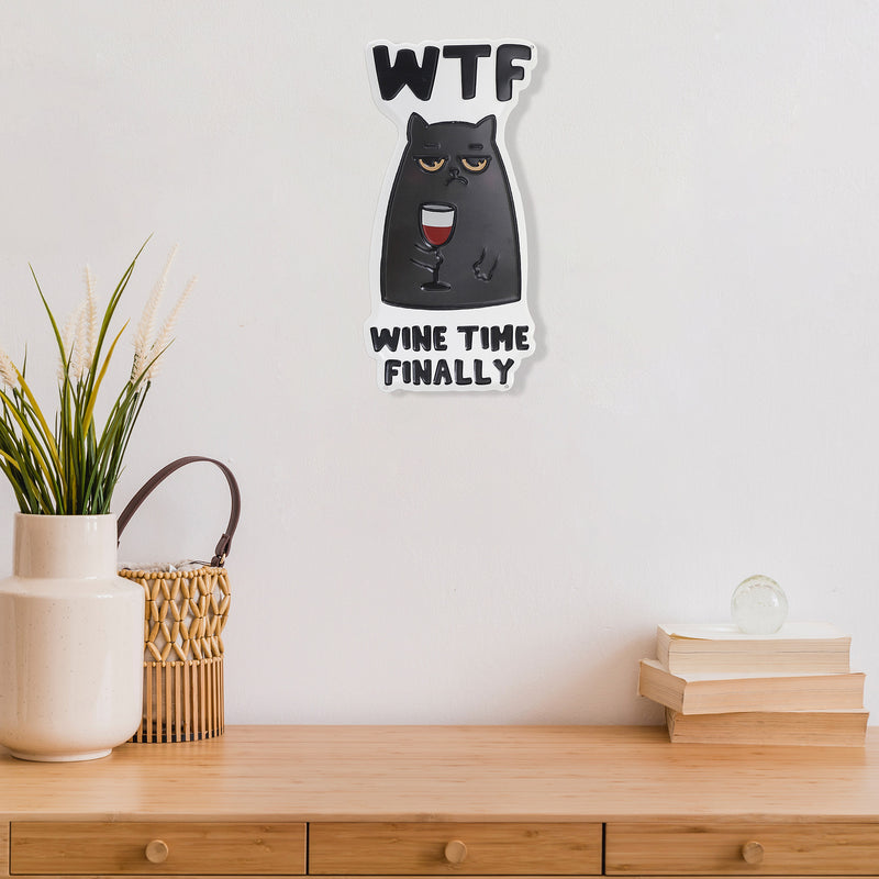 Embossed Metal Wall Sign Wine Time Finally