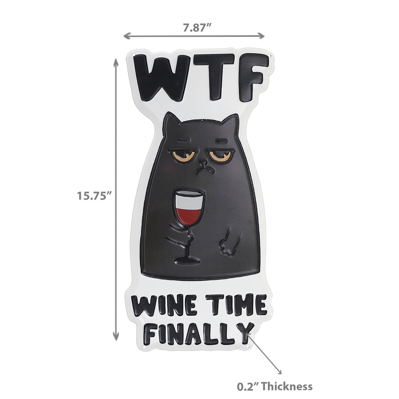 Embossed Metal Wall Sign Wine Time Finally
