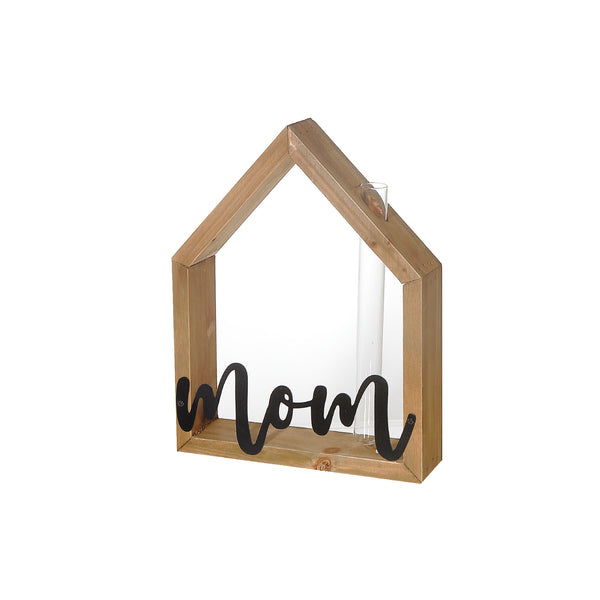 Wood House Shape With Metal Mom & Tube Bottle
