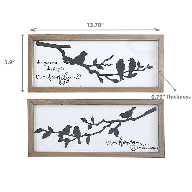 Framed Inspiration With 3D Birds On Branch - Set of 2