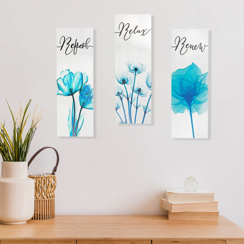 MDF Wall Sign Relax Renew Refresh - Set of 3