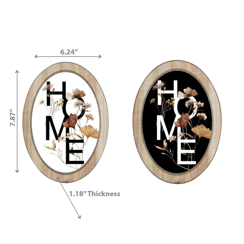 Oval Wooden Home Wall Sign - Set of 2