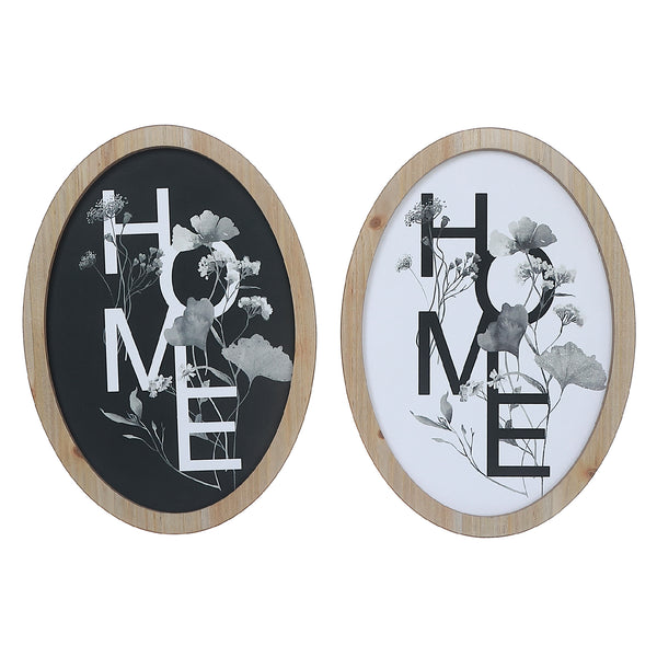Oval Wooden Home Wall Sign - Set of 2