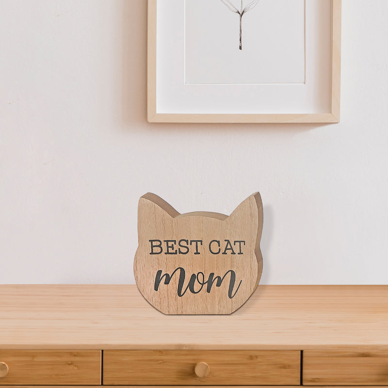 Wooden Cat Head Sign Best Cat Mom