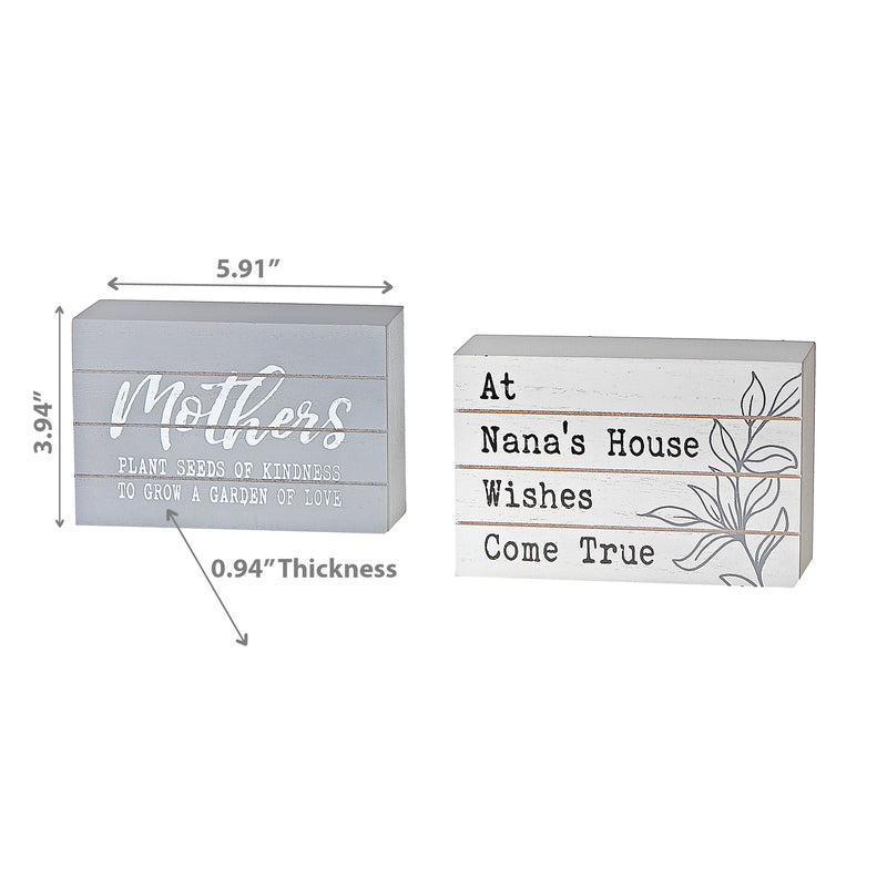 Rectangle Wood Sign Mothers and Nana - Set of 2