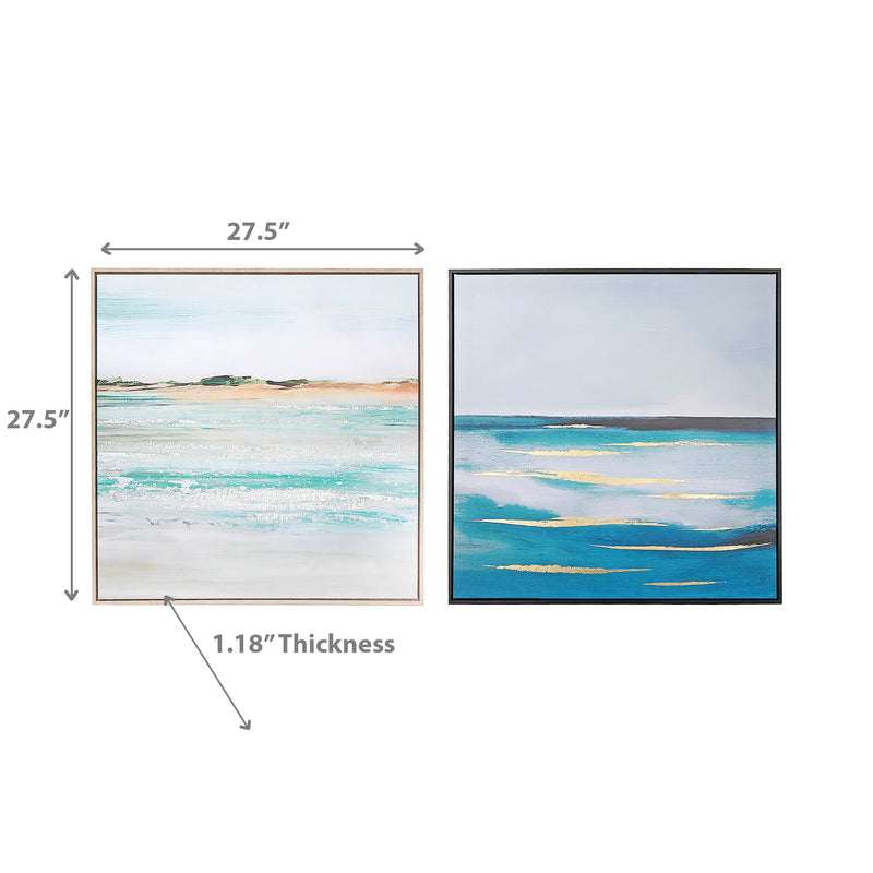 Framed Canvas Wall Art Ocean - Set of 2