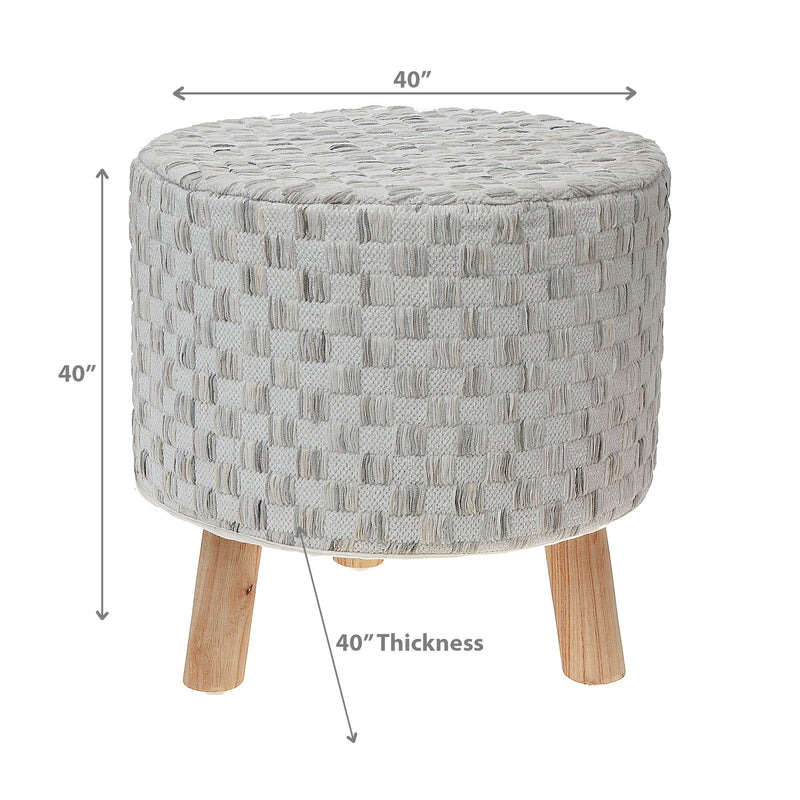 Long Sag Handwoven Pouf With Wooden Stand