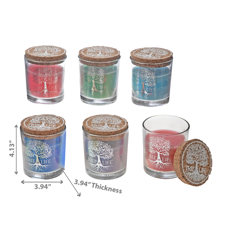 Tree Of Life Scented Candle In Glass Votive With Cork Lid - Set of 6