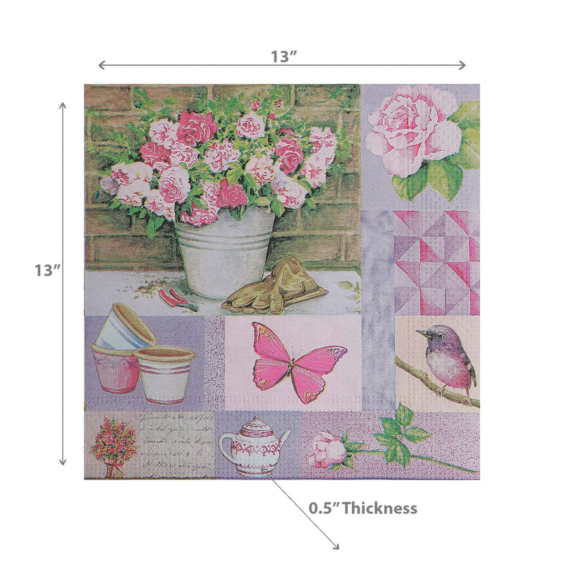 20 Pack Luncheon 3 Ply Napkin Rose & Tea - Set of 6
