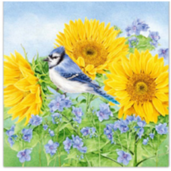20 Pack Luncheon 3 Ply Napkin Sunflower & Blue Jay - Set of 6
