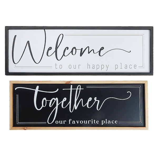 Framed Wooden Sign Welcome Together - Set of 2