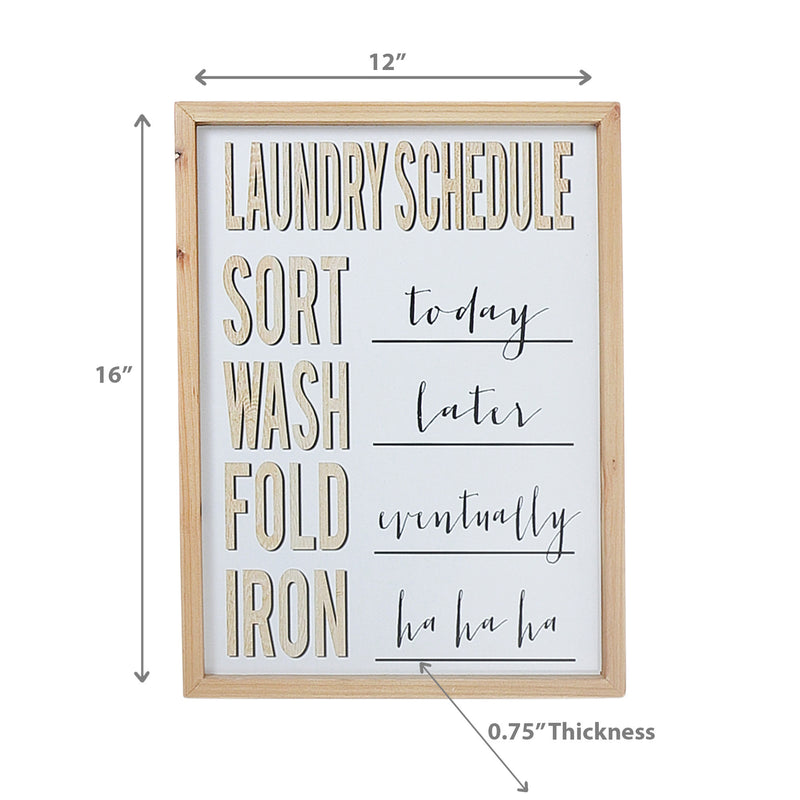Framed Wooden Sign Laundry Schedule