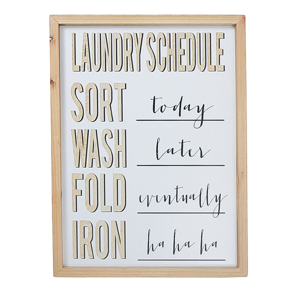 Framed Wooden Sign Laundry Schedule