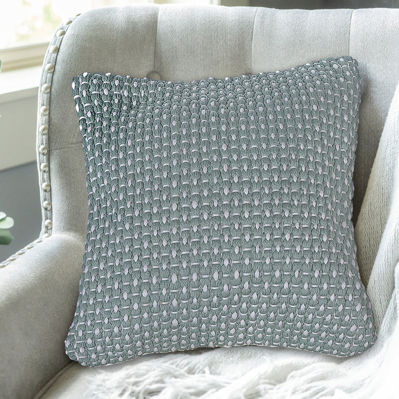 Microfibre Handloom Cushion Silt Green 18 X 18 - Set of 2