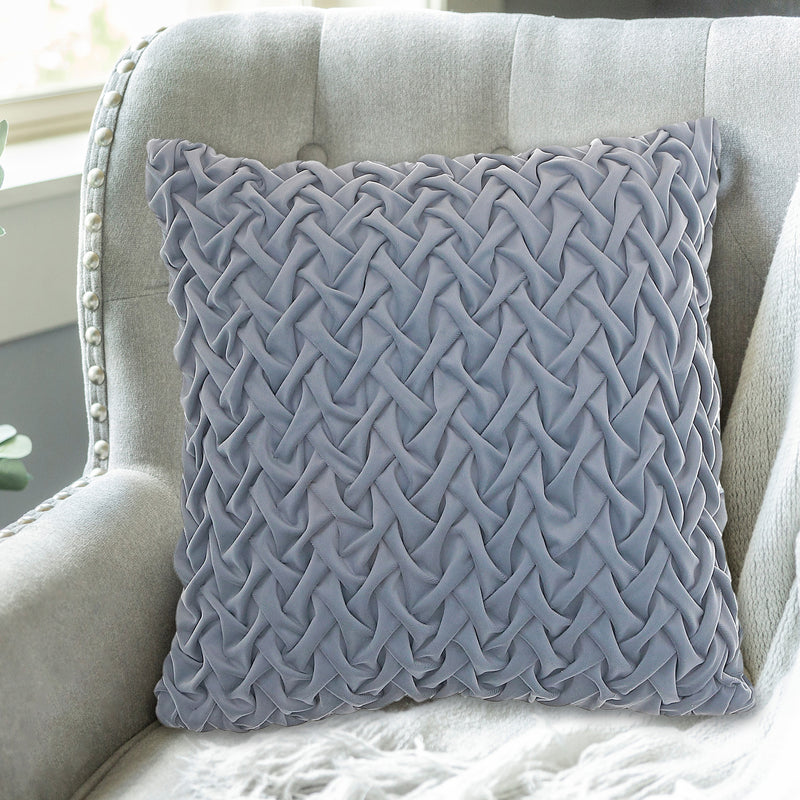 Monica Briaded Cushion Blue Grey 18 X 18 - Set of 2