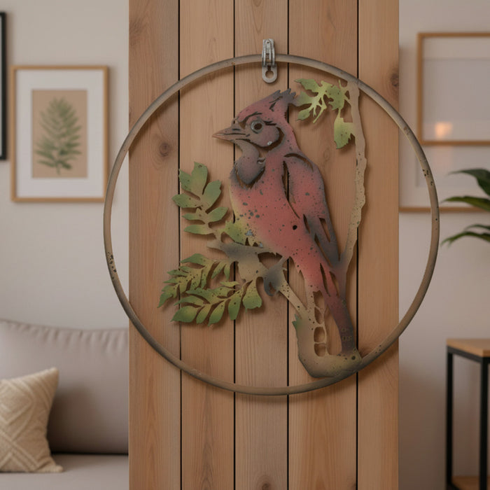 Metal Cardinal Cutout Hanging Décor for Wall or Porch
