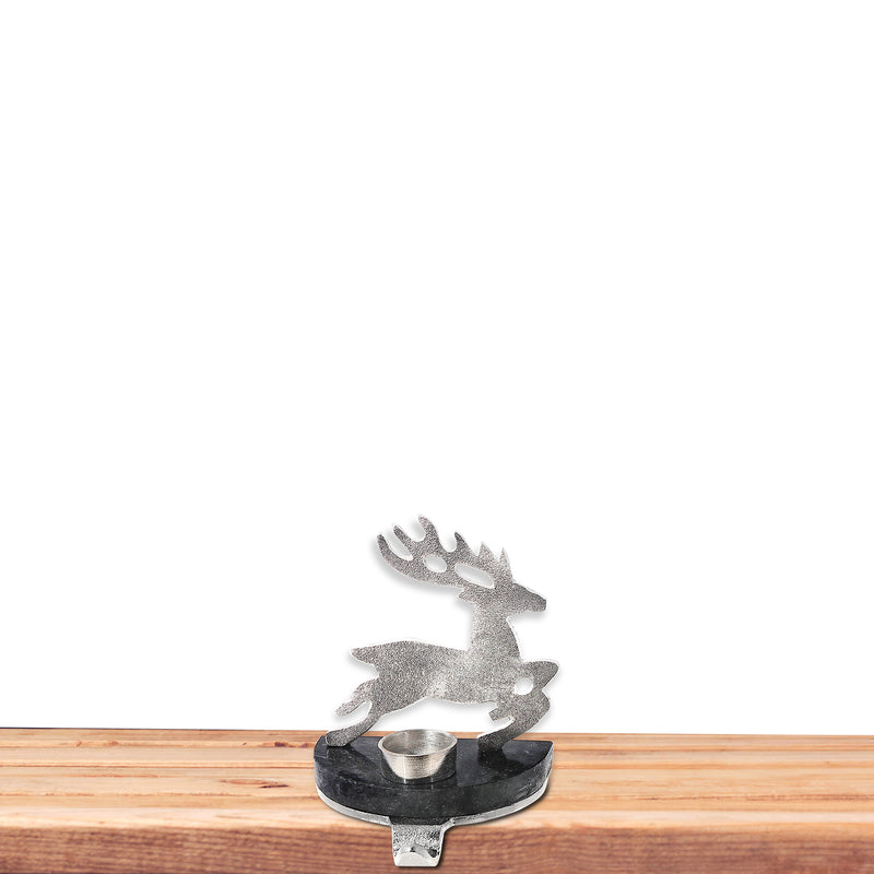 Christmas Reindeer With Tealight Stocking Holder (Silver)