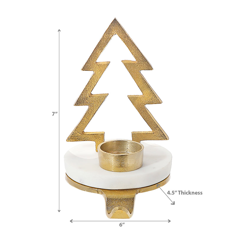 Christmas Tree With Tealight Stocking Holder (Gold)